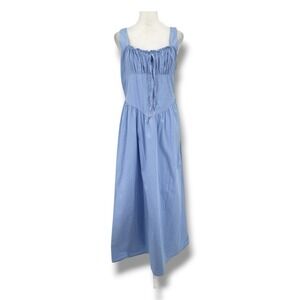Derek Heart Blue Cotton Maxi Dress XL Smocked Back Resort Cottagecore Prairie